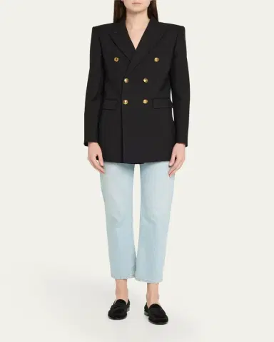 Saint Laurent Oversized Double-Breasted Wool Blazer | Thumbnail 2
