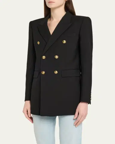 Saint Laurent Oversized Double-Breasted Wool Blazer | Thumbnail 4