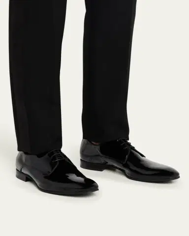 Bergdorf Goodman Men's Patent Leather Rubber-Sole Derby Shoes | Thumbnail 2 Bergdorf Goodman Men's Patent Leather Rubber-Sole Derby Shoes | Thumbnail 2