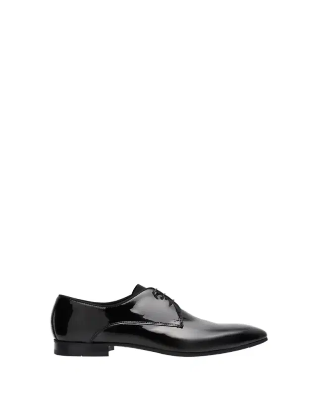 Men's Patent Leather Rubber-Sole Derby Shoes