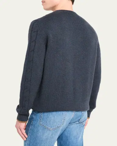 Bergdorf Goodman Men's Cashmere Cable Crewneck Sweater | Thumbnail 3 Bergdorf Goodman Men's Cashmere Cable Crewneck Sweater | Thumbnail 3