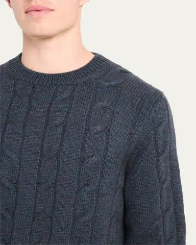 Bergdorf Goodman Men's Cashmere Cable Crewneck Sweater | Thumbnail 5 Bergdorf Goodman Men's Cashmere Cable Crewneck Sweater | Thumbnail 5