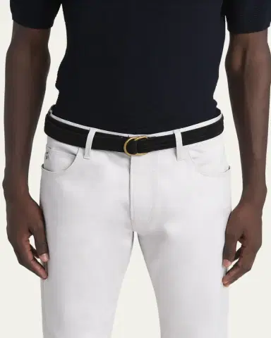 Giorgio Armani Men's Split Leather D-Ring Belt | Thumbnail 2