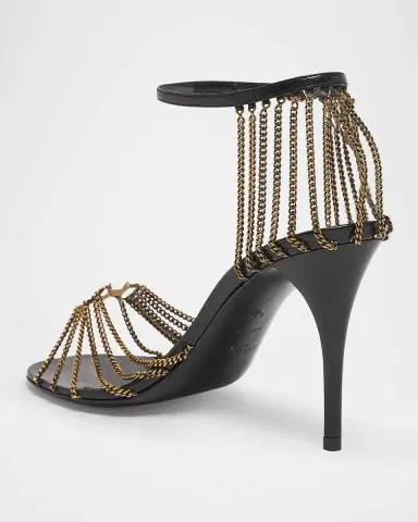 Saint Laurent Babylone Strappy Chain YSL Stiletto Sandals | Thumbnail 2 Saint Laurent Babylone Strappy Chain YSL Stiletto Sandals | Thumbnail 2