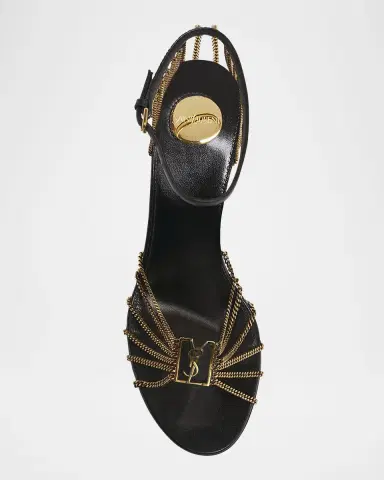 Saint Laurent Babylone Strappy Chain YSL Stiletto Sandals | Thumbnail 4 Saint Laurent Babylone Strappy Chain YSL Stiletto Sandals | Thumbnail 4