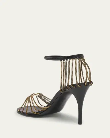 Saint Laurent Babylone Strappy Chain YSL Stiletto Sandals | Thumbnail 8 Saint Laurent Babylone Strappy Chain YSL Stiletto Sandals | Thumbnail 8
