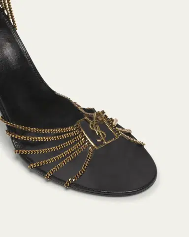 Saint Laurent Babylone Strappy Chain YSL Stiletto Sandals | Thumbnail 9 Saint Laurent Babylone Strappy Chain YSL Stiletto Sandals | Thumbnail 9