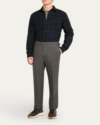Ralph Lauren Purple Label Men's Gregory Hand-Tailored Flannel Trousers | Thumbnail 2 Ralph Lauren Purple Label Men's Gregory Hand-Tailored Flannel Trousers | Thumbnail 2