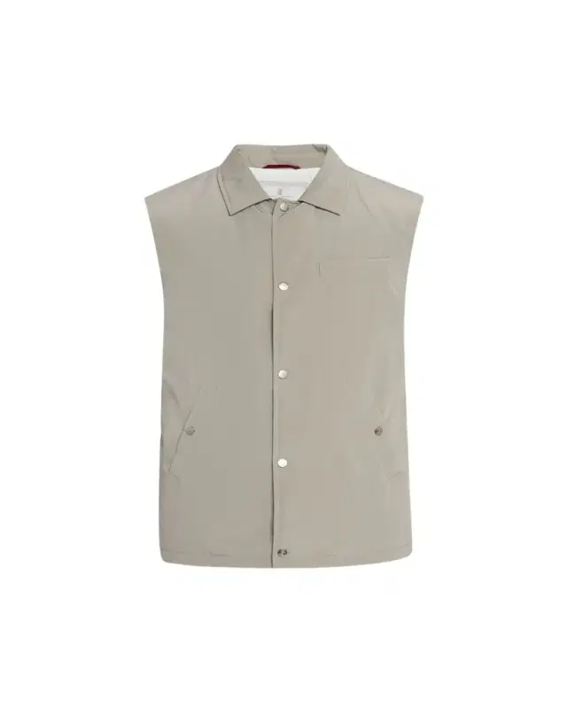 Brunello Cucinelli Men's Water Resistant Snap-Front Vest