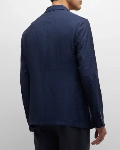 Giorgio Armani Men's Cupro Chevron Blazer | Thumbnail 2 Giorgio Armani Men's Cupro Chevron Blazer | Thumbnail 2