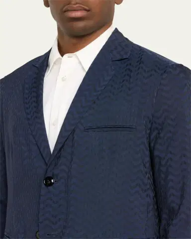 Giorgio Armani Men's Cupro Chevron Blazer | Thumbnail 12 Giorgio Armani Men's Cupro Chevron Blazer | Thumbnail 12