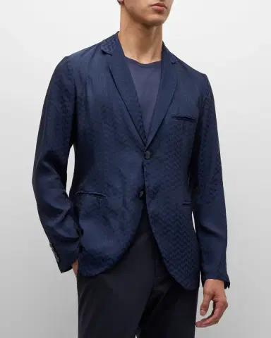 Giorgio Armani Men's Cupro Chevron Blazer | Thumbnail 3 Giorgio Armani Men's Cupro Chevron Blazer | Thumbnail 3