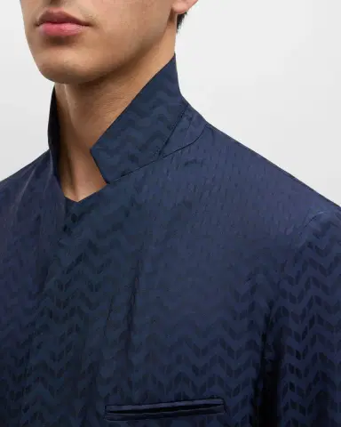 Giorgio Armani Men's Cupro Chevron Blazer | Thumbnail 6 Giorgio Armani Men's Cupro Chevron Blazer | Thumbnail 6