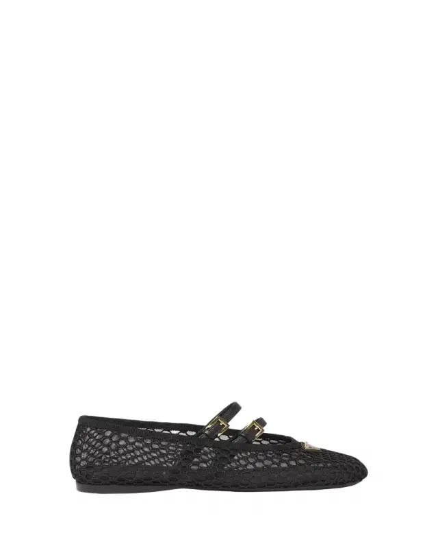 Mesh Double Buckle Ballet Flats