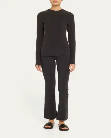 Skims Cotton Jersey Foldover Flare-Leg Pants | Thumbnail 2