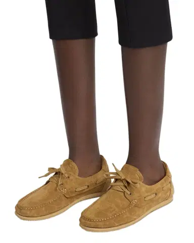 Jacquemus Moc-Toe Croc-Embossed Suede Boat Shoes | Thumbnail 1 Jacquemus Moc-Toe Croc-Embossed Suede Boat Shoes | Thumbnail 1