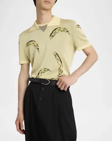 Jacquemus Men's Marino Banana Jacquard Polo Shirt | Thumbnail 3 Jacquemus Men's Marino Banana Jacquard Polo Shirt | Thumbnail 3