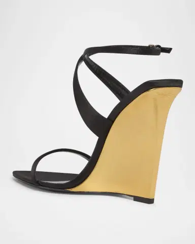 Saint Laurent Salome Satin Strappy Wedge Sandals | Thumbnail 2
