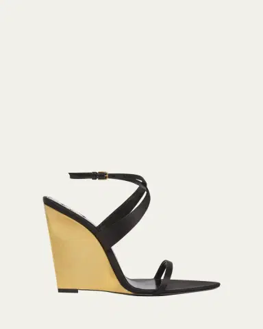 Saint Laurent Salome Satin Strappy Wedge Sandals | Thumbnail 5