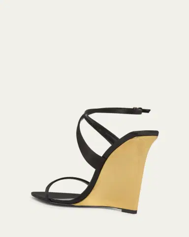 Saint Laurent Salome Satin Strappy Wedge Sandals | Thumbnail 8