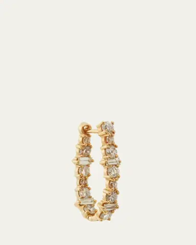 ILEANA MAKRI Champagne Diamond Inside Out Hoop Earrings in 18K Yellow Gold | Thumbnail 2