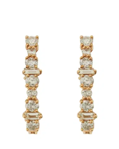 ILEANA MAKRI Champagne Diamond Inside Out Hoop Earrings in 18K Yellow Gold | Thumbnail 1