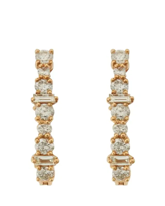 Champagne Diamond Inside Out Hoop Earrings in 18K Yellow Gold