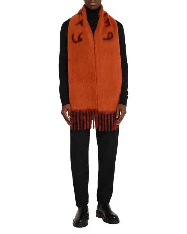 Men's Wool and Nylon Jacquard Logo Scarf