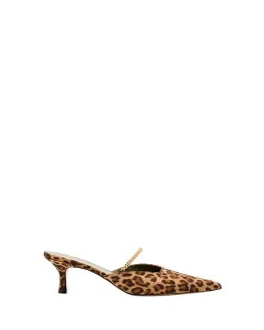 Maria Luca Leopard Chain Kitten Mule Pumps | Thumbnail 1 Maria Luca Leopard Chain Kitten Mule Pumps | Thumbnail 1
