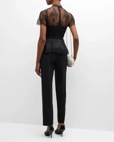 Simkhai Kehlani Sheer Lace Short-Sleeve Peplum Bustier Top | Thumbnail 5 Simkhai Kehlani Sheer Lace Short-Sleeve Peplum Bustier Top | Thumbnail 5