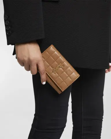 Saint Laurent YSL Monogram Flap Small Wallet in Quilted Smooth Leather | Thumbnail 8