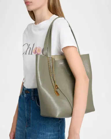 Chloé Spin Medium Tote Bag in Leather | Thumbnail 65 Chloé Spin Medium Tote Bag in Leather | Thumbnail 65