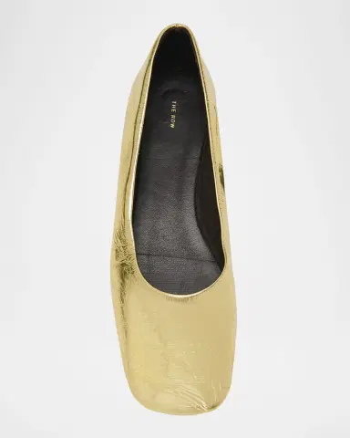 THE ROW Metallic Leather Ballerina Flats | Thumbnail 2