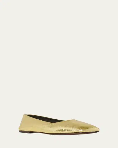 THE ROW Metallic Leather Ballerina Flats | Thumbnail 4