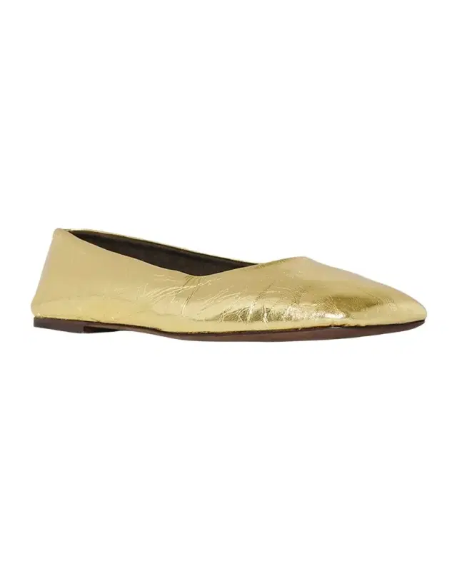 Metallic Leather Ballerina Flats