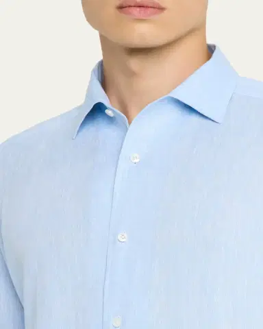 Zegna Men's Oasi Lino Casual Button-Down Shirt | Thumbnail 5 Zegna Men's Oasi Lino Casual Button-Down Shirt | Thumbnail 5