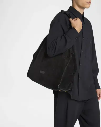 Giorgio Armani Men's Split Leather Tote Bag | Thumbnail 2 Giorgio Armani Men's Split Leather Tote Bag | Thumbnail 2