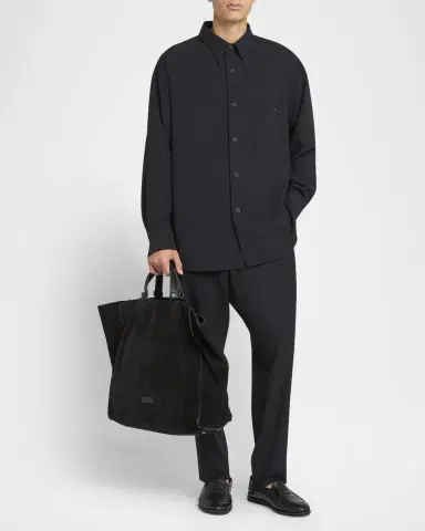 Giorgio Armani Men's Split Leather Tote Bag | Thumbnail 5 Giorgio Armani Men's Split Leather Tote Bag | Thumbnail 5