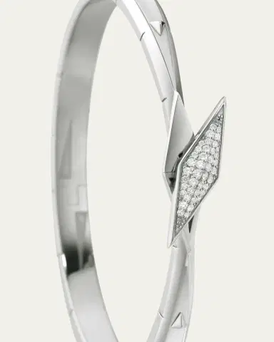 Monica Rich Kosann Points North Sterling Silver Cuff with Pave Sapphire Clasp, Large | Thumbnail 2 Monica Rich Kosann Points North Sterling Silver Cuff with Pave Sapphire Clasp, Large | Thumbnail 2