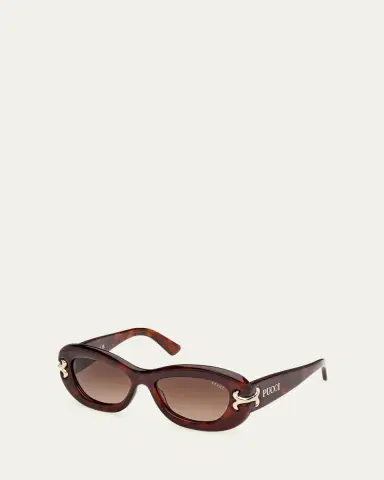 PUCCI Filigree Acetate Oval Sunglasses | Thumbnail 2