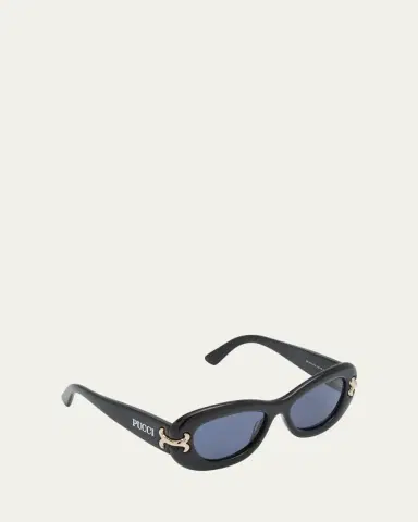 PUCCI Filigree Acetate Oval Sunglasses | Thumbnail 4