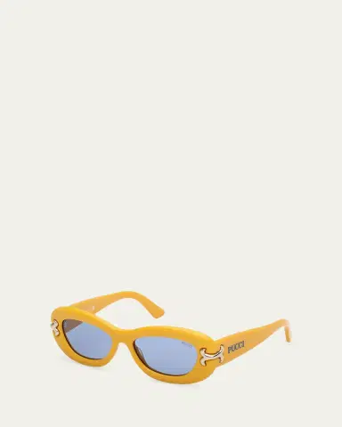 PUCCI Filigree Acetate Oval Sunglasses | Thumbnail 8