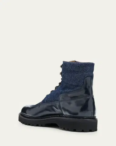 John Lobb Men's Peak Denim and Leather Lace-Up Boots | Thumbnail 2 John Lobb Men's Peak Denim and Leather Lace-Up Boots | Thumbnail 2