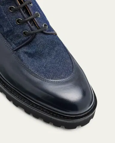 John Lobb Men's Peak Denim and Leather Lace-Up Boots | Thumbnail 3 John Lobb Men's Peak Denim and Leather Lace-Up Boots | Thumbnail 3