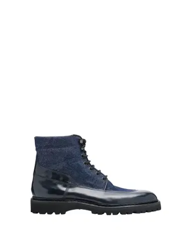 John Lobb Men's Peak Denim and Leather Lace-Up Boots | Thumbnail 1 John Lobb Men's Peak Denim and Leather Lace-Up Boots | Thumbnail 1