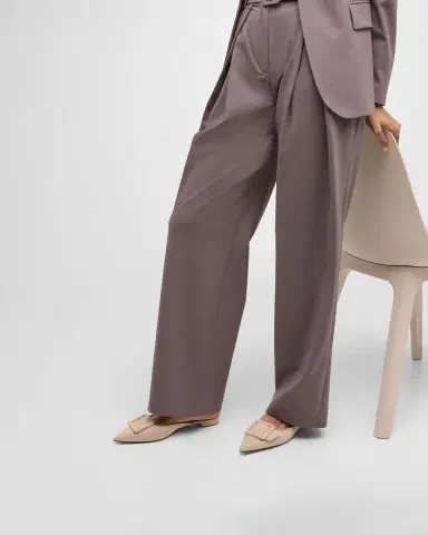 Manolo Blahnik Maysale Suede Buckle Ballerina Mules | Thumbnail 11