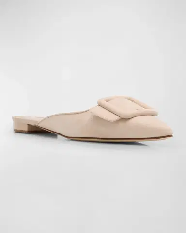 Manolo Blahnik Maysale Suede Buckle Ballerina Mules | Thumbnail 12