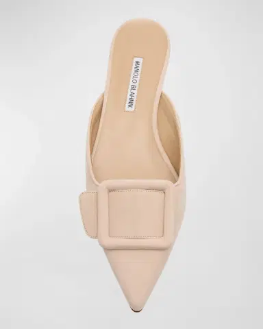 Manolo Blahnik Maysale Suede Buckle Ballerina Mules | Thumbnail 14