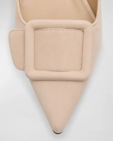 Manolo Blahnik Maysale Suede Buckle Ballerina Mules | Thumbnail 15