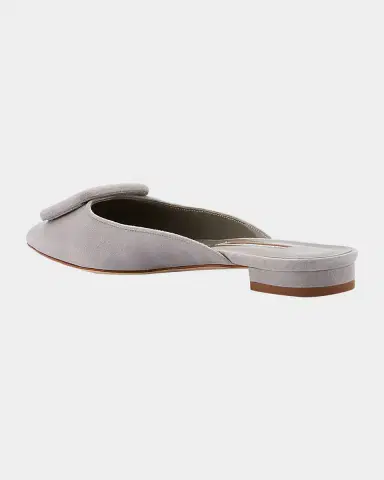 Manolo Blahnik Maysale Suede Buckle Ballerina Mules | Thumbnail 16
